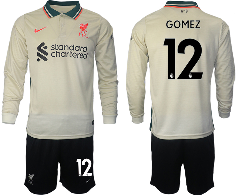 Men 2021-2022 Club Liverpool away cream Long Sleeve #12 Soccer Jersey->liverpool jersey->Soccer Club Jersey